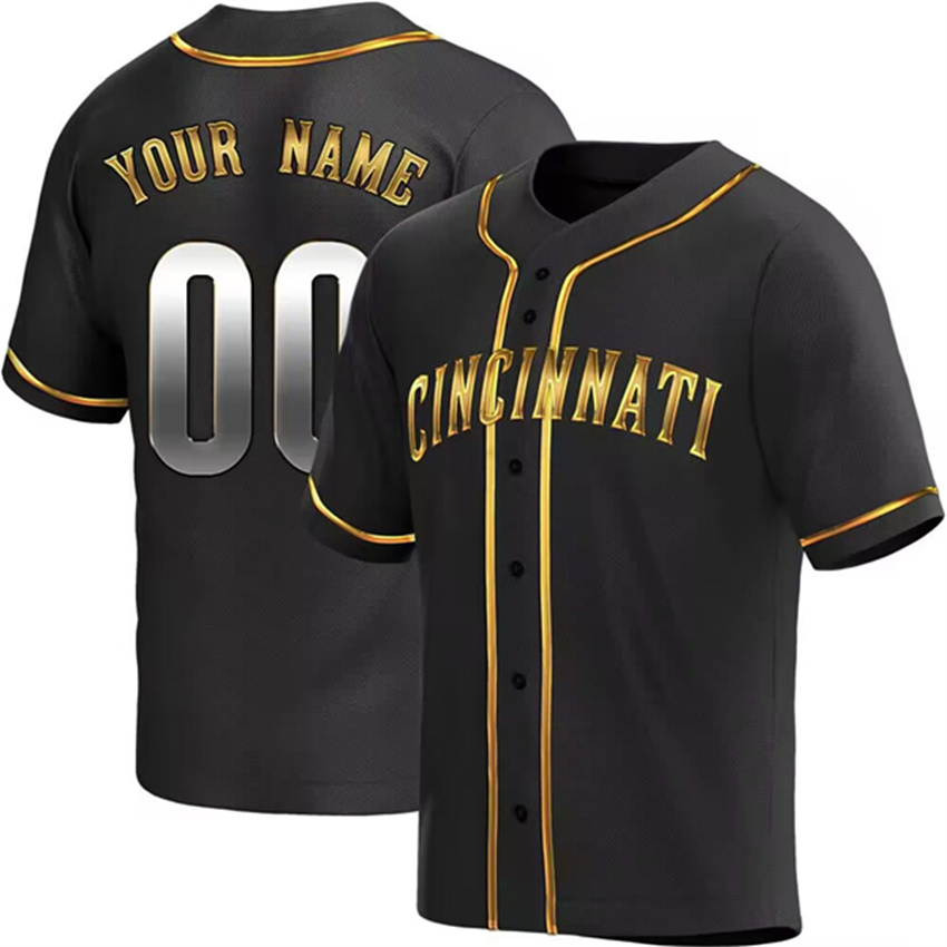 Men's Black Cincinnati Reds Active Player Custom Cool Base Stitched Baseball Jersey